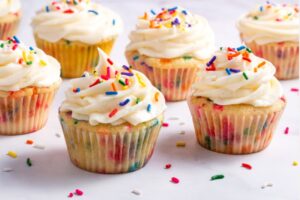 vanilla cupcakes with frosting